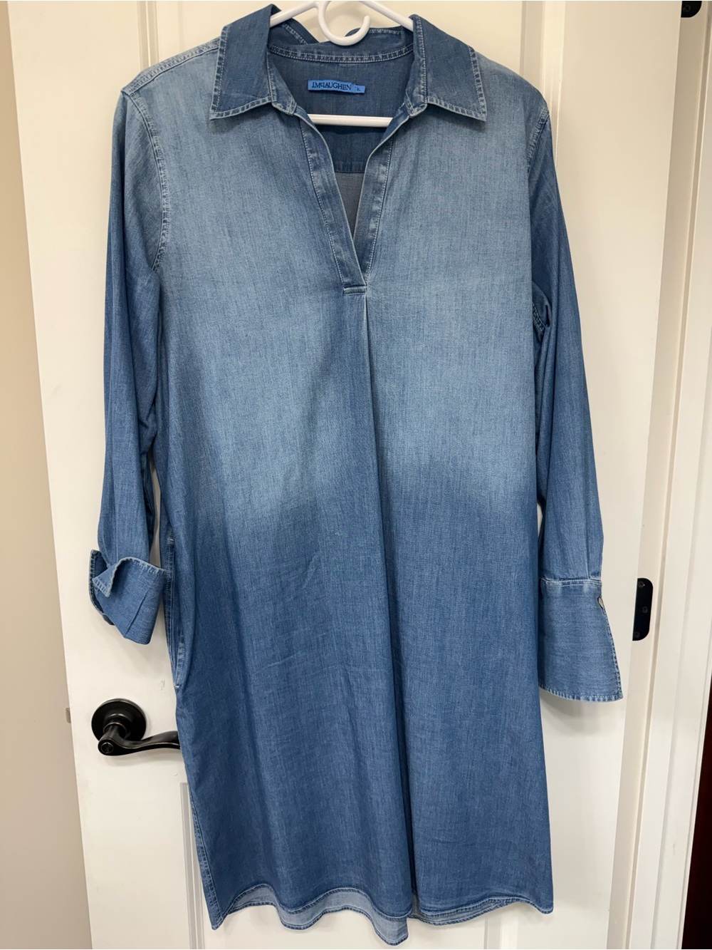 J. McLaughlin Chambray Denim popover shirt dress Size XL (12/14) EUC